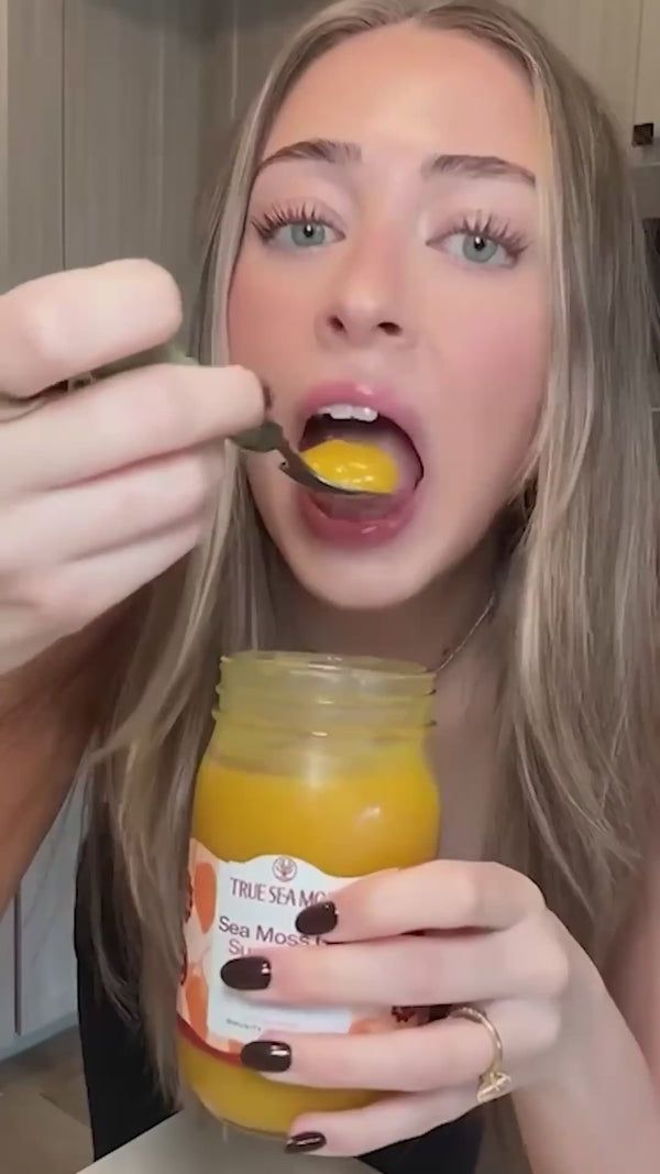 Happy True Sea Moss customer enjoying sea moss gel